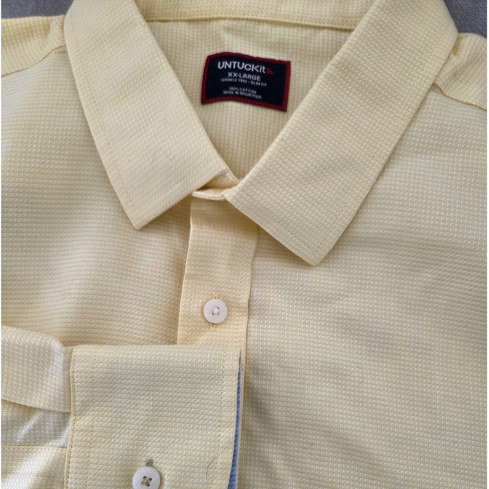 UNTUCKit Burke WF Slim Fit Yellow Wrinkle Free Shirt XXL 41748